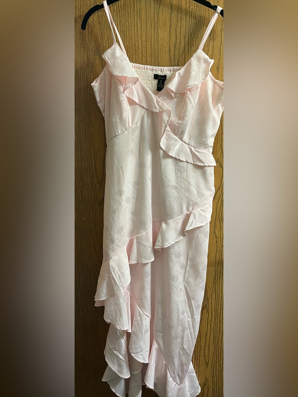 Japna Light Pink Ruffle Slip Dress